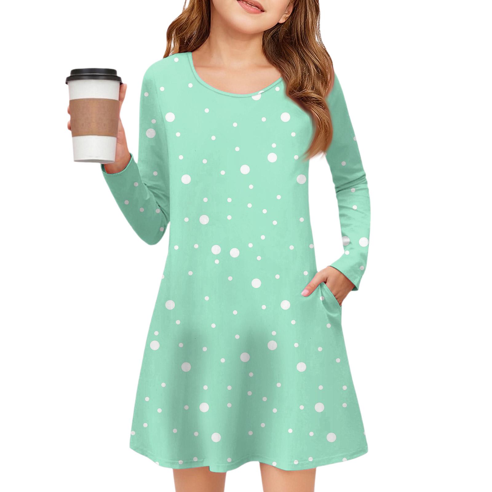 

Girls Long Sleeve Dress - Color Pocket Dress 130