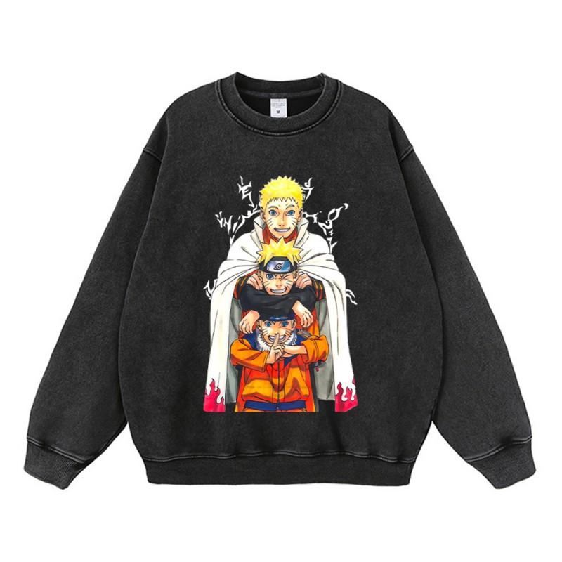 Oversized Cotton Long Sleeve Graphic Hoodie Men - Vintage Anime Character Print Loose Fit Streetwear