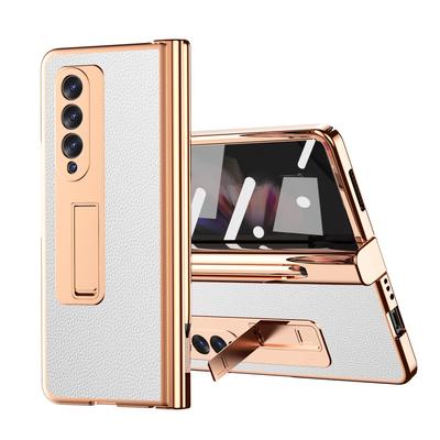 Oblázkové kožené pouzdro pro Samsung Galaxy Z Fold 4 3 odolné proti potu Stylus Dual Hinge Skrytý stojánek Komplexní ochranný kryt