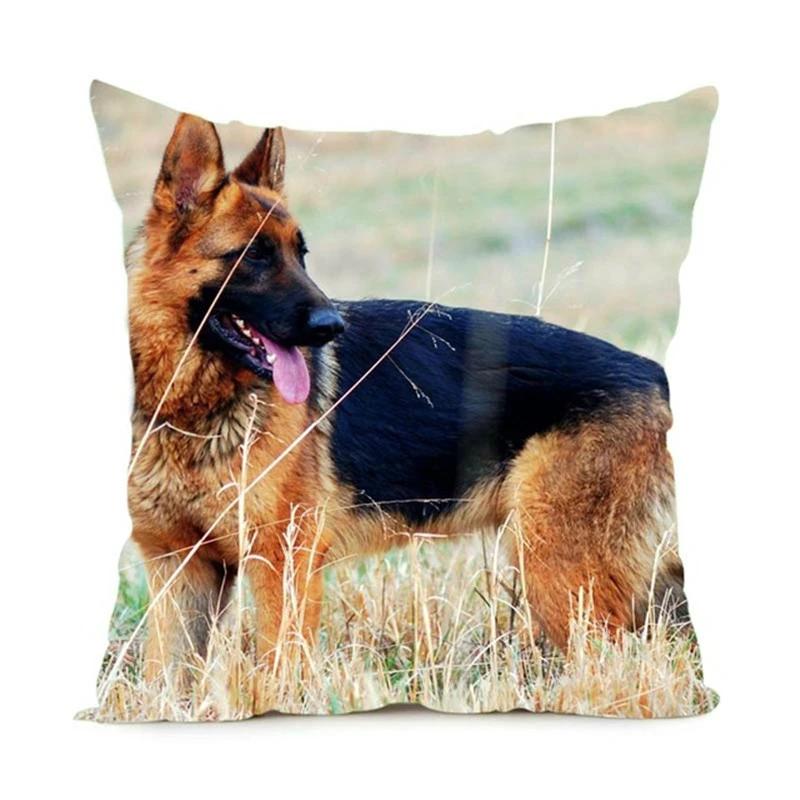 German Shepherd Dog Printing Polyester Pillowcase Home Sofa Office Chair Pillow Cover Decorative Cushion Cover 45X45Cm