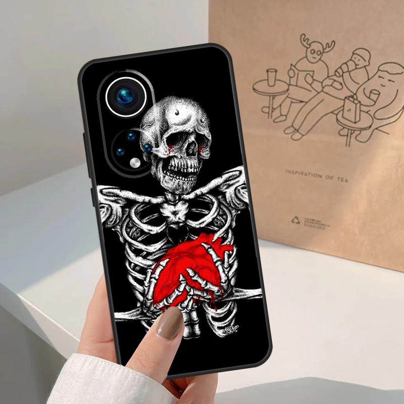 Gothic Fashion Skull For Huawei P20 P30 P40 P60 Pro P Smart Nova 9 5T Honor 70 90 50 Magic5 Lite X7a X9a X8a Case