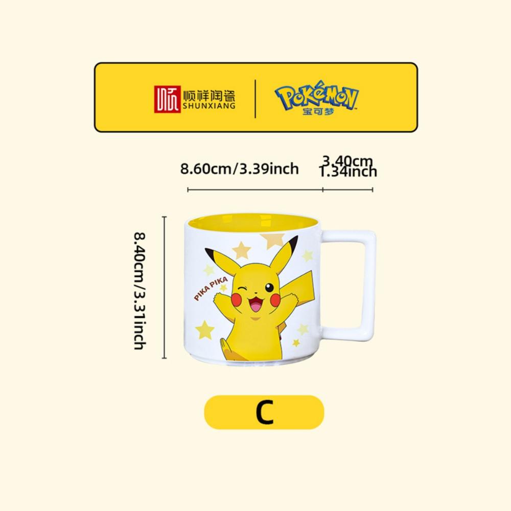 SHUNXIANG Pokémon Lizenzierte Pikachu Keramiktassen Milchbecher Niedlich Getränk Geschirr Kaffeetasse Geschenk Dessert Kawaii Trinkgefäße Küche