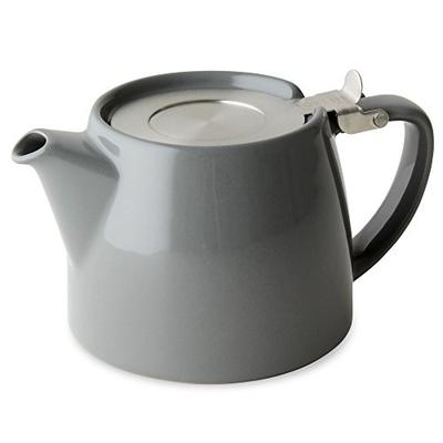 FOR LIFE Ceramic Teapot, 530ml Capacity, 3-Cup Capacity, with Tea Strainer, Dishwasher Safe, Lid Stays Put, One-Handed Pour, Gray, Stamp Teapot, 309Gr