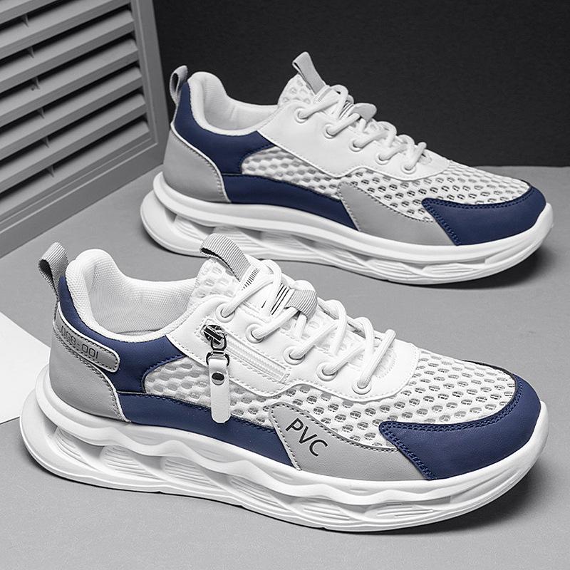 Summer trend men's shoes mesh sneakers breathable running shoes men's platform dad shoes large mesh hollow sneakers
