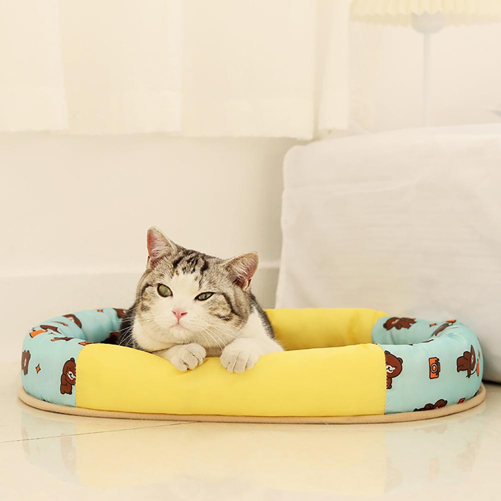 Pet Cool Mat With Oval Pillow Breathable Non-slip Summer Cooling Pad Bed Sleeping Mat Pet Blanket For Dogs Cats