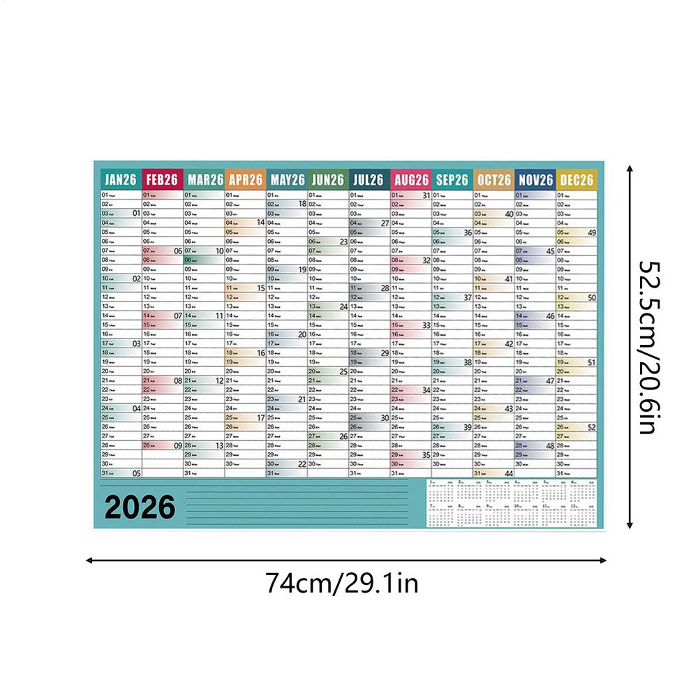 

2026 Plan Calendar 29 X 20 Inch Large Notebook with Tip Labels And Sticker Wall Decor Planner for Mental Study School Task Home