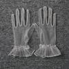 Damer Rynkade Tyllhandskar Genomskinliga Handledshandskar Retro Stil Bröllop Brud Korta Handskar för Bal Kväll Cosplay Fest Scenkostym