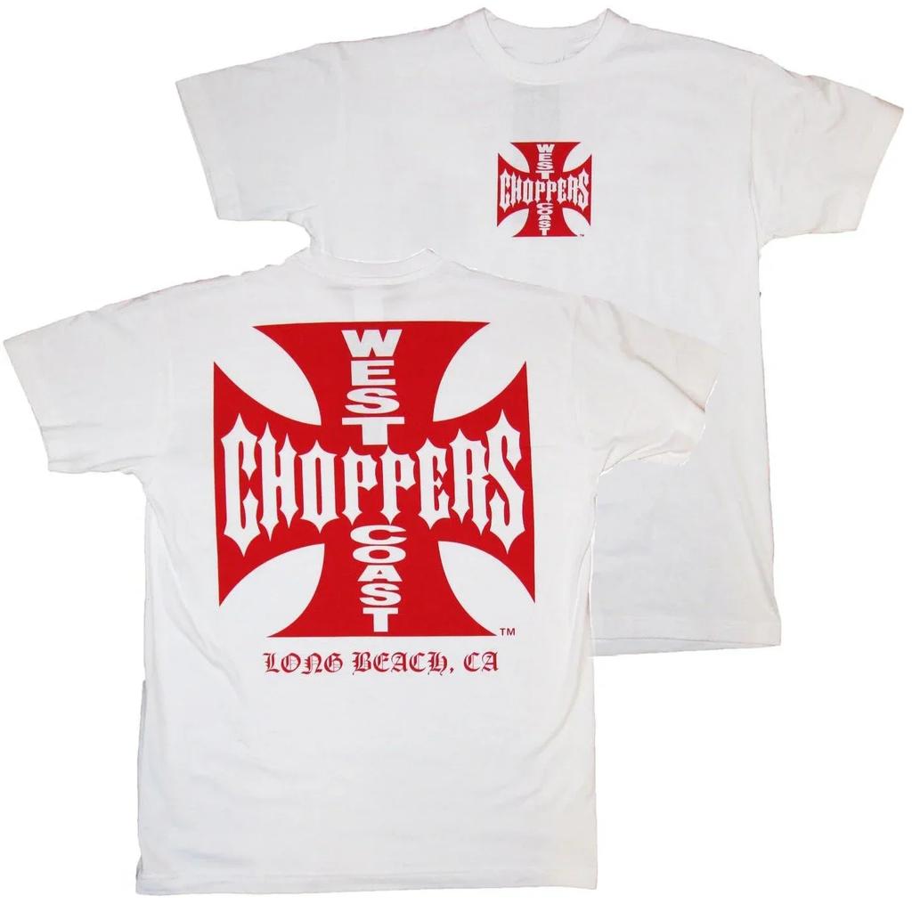 Classic Vintage West Coast Iron Cross Choppers California T-Shirt O-Neck Short Sleeve Casual Mens T-shirt Size S-4XL