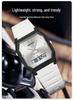 Sanda TEMU Men's Sports Watch: Hot-Selling, Waterproof, Luminous, Thin Square Design, Dual Display, Three Time Zones.
