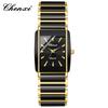 CHENXI Montre de Couple de Luxe Haute Qualité Mode Cristal Cadran Rectangulaire Montre à Quartz Hommes Femmes Saint-Valentin Cadeau de Mariage