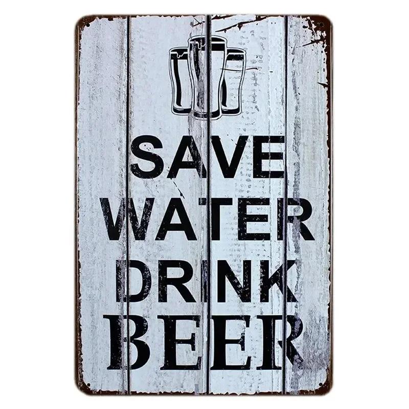 Vintage Drink Beer Aluminum Sign Alcohol Metal Sign Backyard Bar Retro Plaques For Man Cave Pub Cafe Club Rules Painting Deco