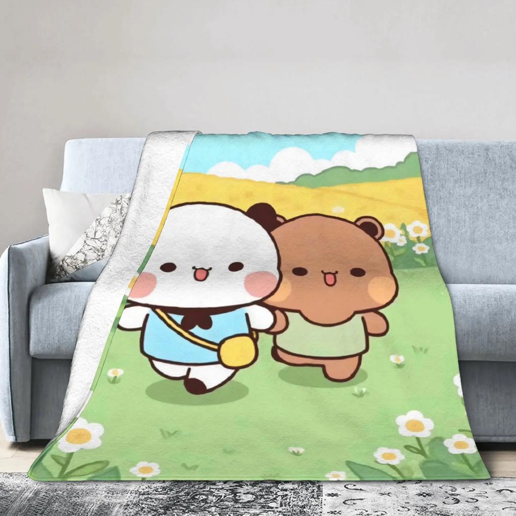 Soft Flannel Throw Blanket for Kids  Bubu  Dudu Playing Football Design Perfect for Couch Bed Picnic Sofa Decor