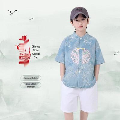 Boys' Summer Hanfu Short-Sleeve Two-Piece Set