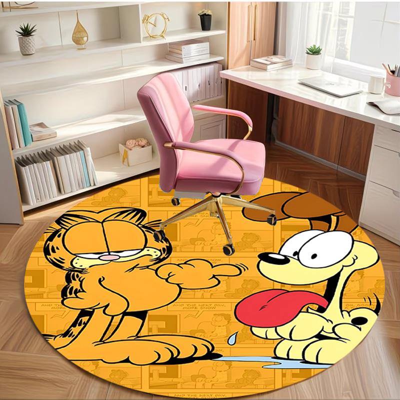 Garfield Print Round Rug, Washable Floor Carpet, For Entryway Dorm Laundry Room Office Study, Home Decor Birthday Christmas Gift