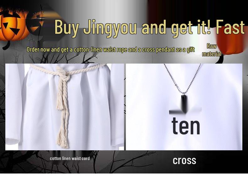 Shenweida Halloween Mittelalter Mönchskutte Kostüm - Zauberer und Priester COSPlay Schal