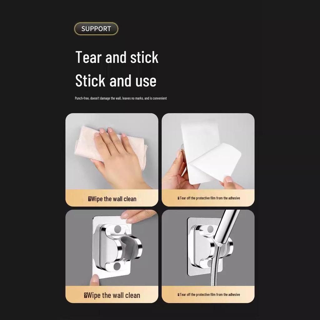 Punch-Free Shower Head Bracket & Rack Accessory - Bathroom Lotus Fixed Base