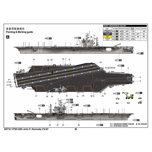 Trumpeter 1/700 Scale US Navy Aircraft Carrier CV-67 John F. Kennedy Plastic Model Kit 06716