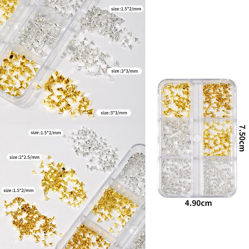 1000 Peças Charms de Manicure Retrô Punk Metal Rebite Charms de Unha 3D Cone Studs de Nail Art Acessórios de Decoração de Unhas de Liga Elegante