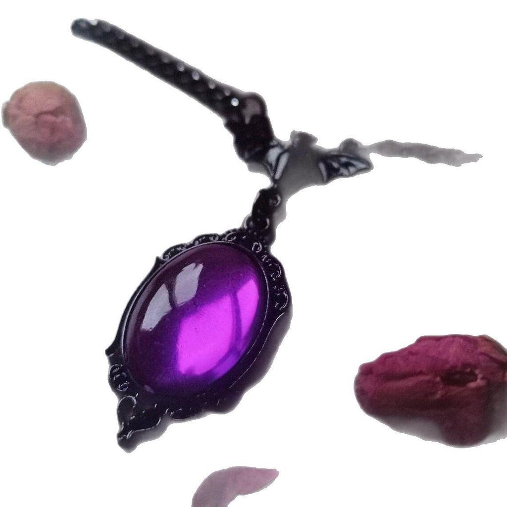 Βικτωριανό Γοτθικό Μαύρο Νυχτερίδα Βρικόλακας Μάγισσα Καμέα Κολιέ