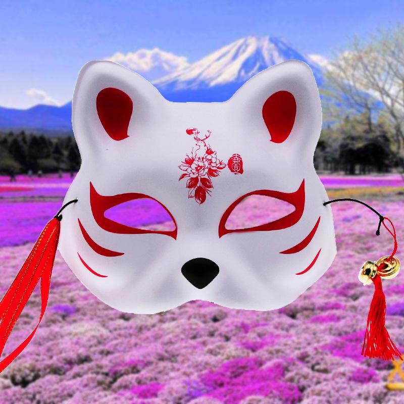 Selfie'ler ve Festivaller için Japon Anime Tilki İblisi Yarım Yüz Maskesi