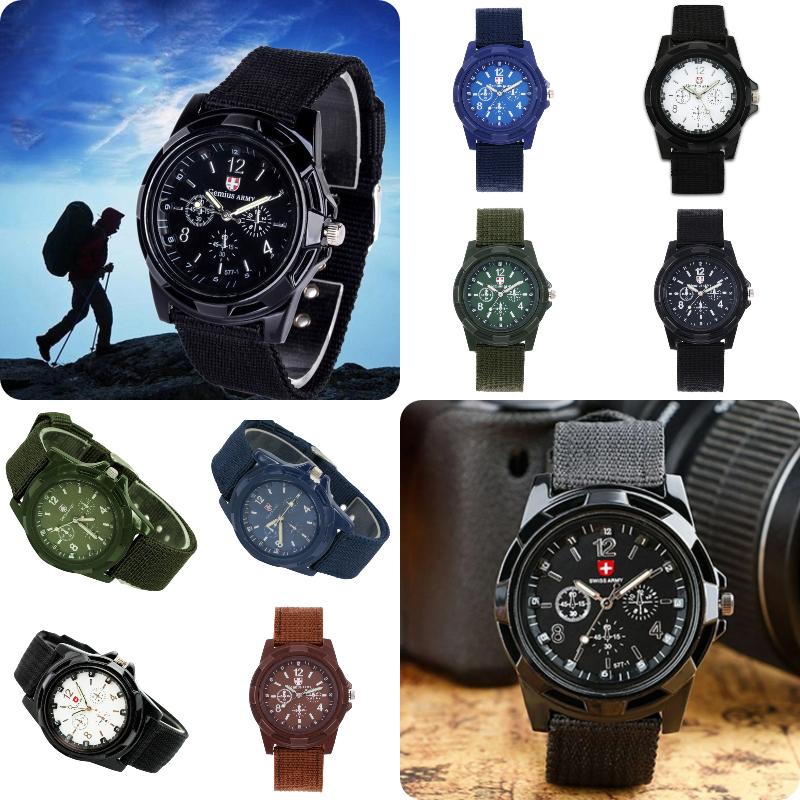 Gemius Army Sports Watch Woven Strap Stainless Steel Buckle Daily Use Man Gift
