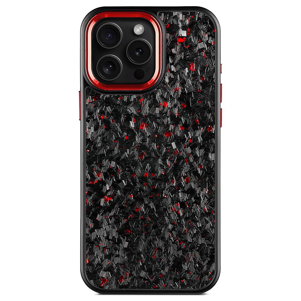 For iPhone 16 Pro Magnetic Case Forged Texture Aramid Fiber+TPU Phone Cover with Metal Lens Frame
