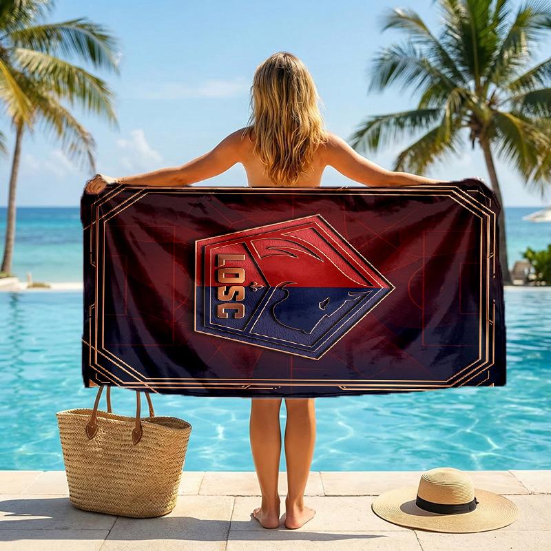 LOSC Lille FC Print Quick Dry Beach Towel Microfiber Absorbent Portable Travel Swimming Towel