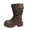 Brown Thick-soled Martin Boots Women's New Retro Maillard Thick Heel Summer Thin Trouser Tube Boots Boot Cover