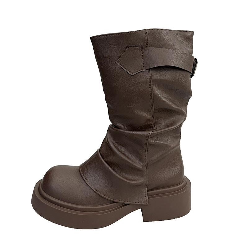 Brown Thick-soled Martin Boots Women's New Retro Maillard Thick Heel Summer Thin Trouser Tube Boots Boot Cover