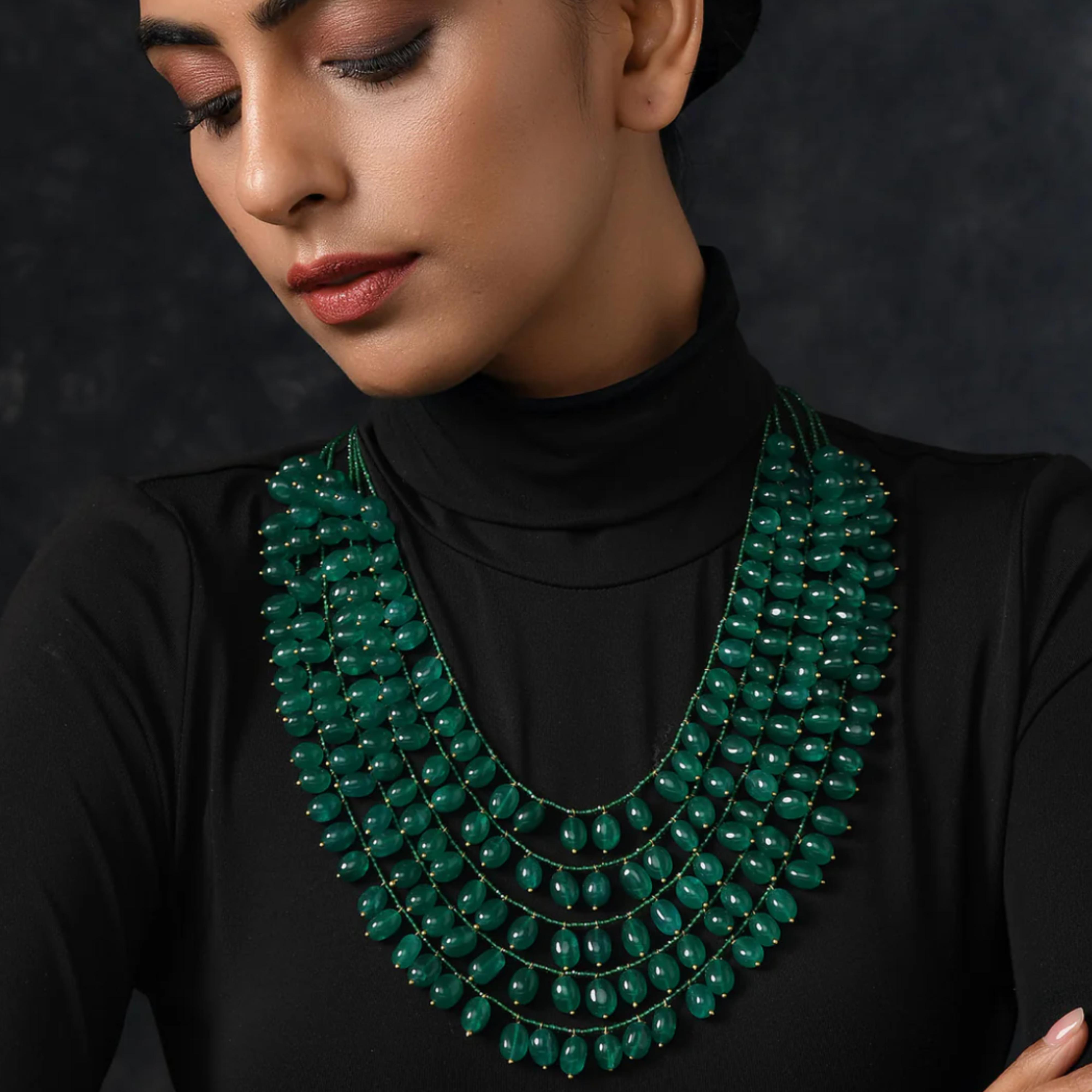

Комплект зеленых многорядных ожерелий, комплект ожерелий с зеленым камнем, ожерелье с зеленым изумрудом в стиле Джайпури, индийские свадебные украшения в стиле зеленого Джайпури L зелёный