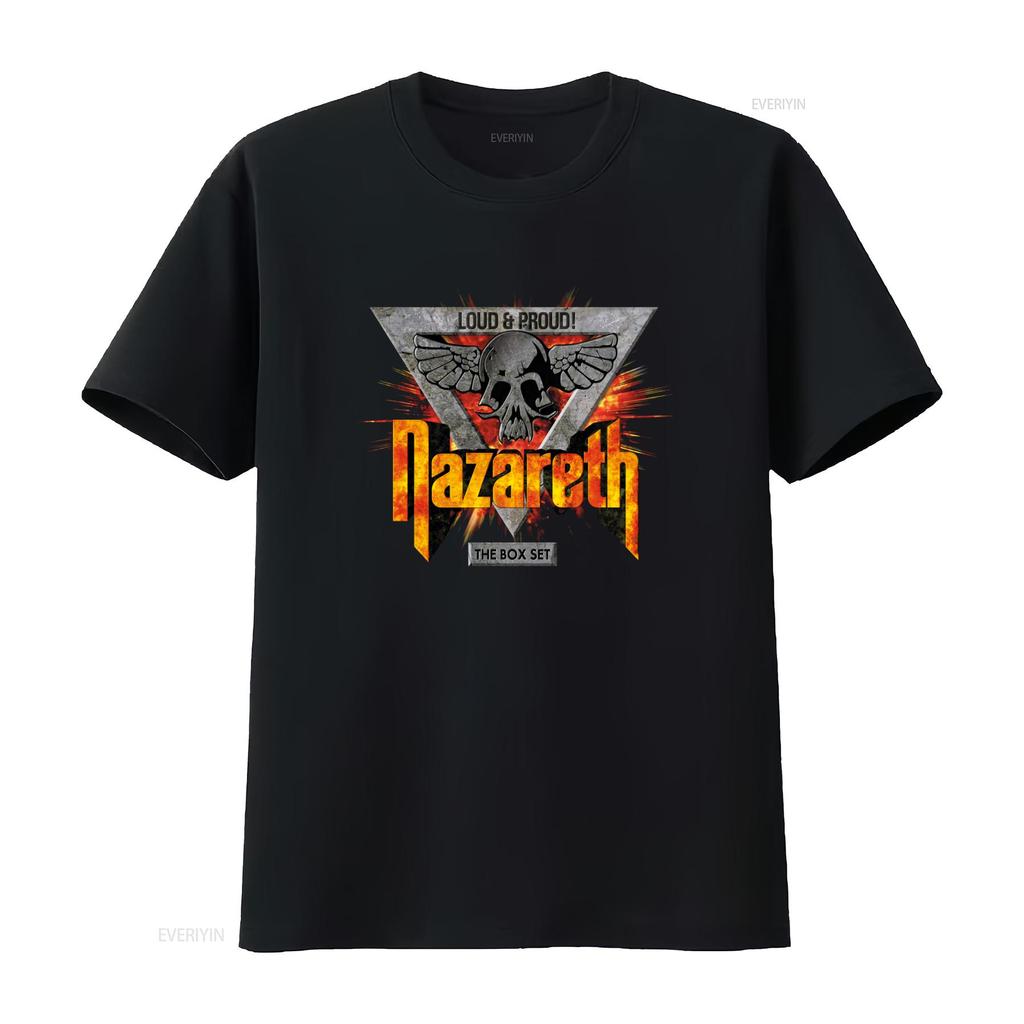 Nazareth Laut Stolz Album Logo T-Shirt Rockband Design für Männer Cool Totenkopf Flügel Druck vintage Gewaschen Designer Kleidung Grafik