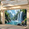 1pc Garage door sign featuring tropical waterfall and floral scenery. 2d flat printing  vivid outdoor decoration.