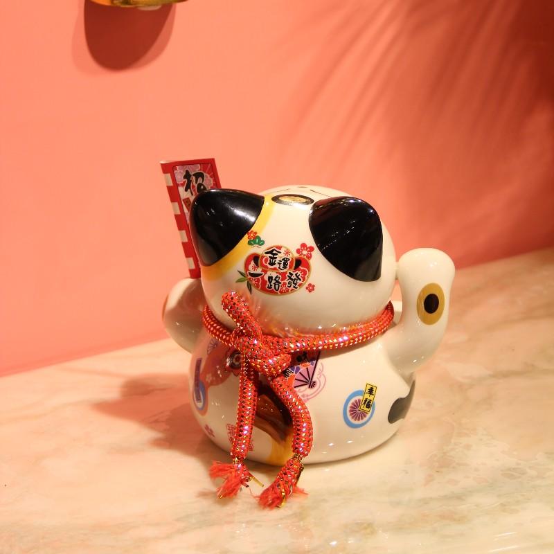 Keramik Maneki-neko Bonbondose - Kreative Wohnkultur für Wohnzimmer und Eingangsbereich