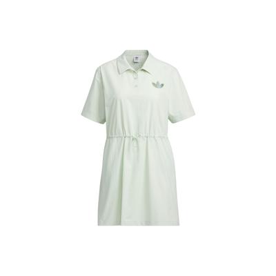 Originals Kleid mit Kleeblatt-Logo und Kordelzug in der Taille Kurzarm-Polo Damenkleid Leinen-Grün IK8631