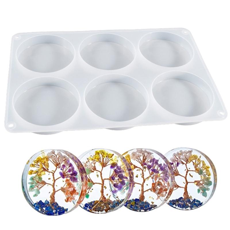 6-Cavity Thick Round Silicone Coaster Mold: DIY Resin Casting Cup Mats, Handmade Crafts & Table Decor