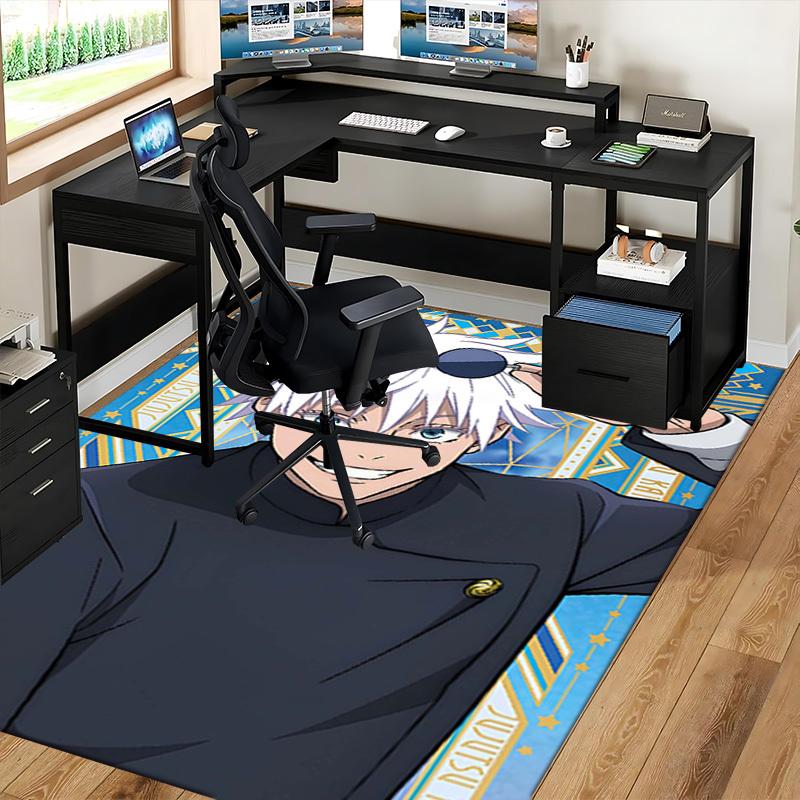 1pc Anime Jujutsu Kaisen Satoru Gojo Chair Mat, Office Desk Rug with Cool Design, Non-Slip Carpet for Home Decor, Suitable for All Seasons, Perfect Gi