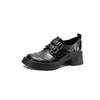Krazing Pot Microfiber Round Toe Chunky Heels Spring Summer Shoes Big Size 43 Size 33 Women Metal Buckle Platform Pumps