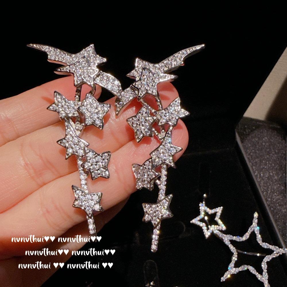 Liu Guang Gypsy Star Vine Star Gem Earrings, Rich And Charming, Retro Starry Zircon Ear Clips, Set