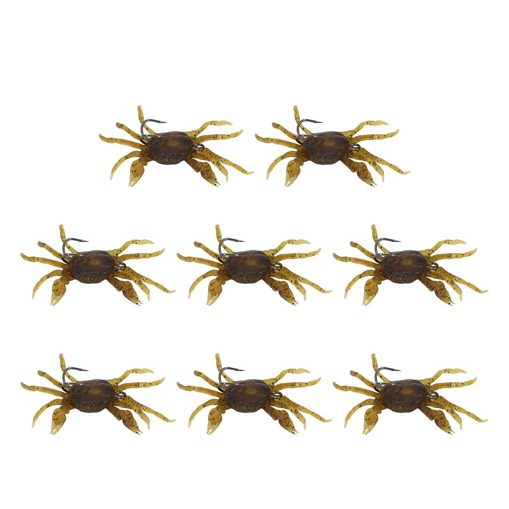 8Pcs Artificial Crab Bait 13cm 33.5g Simulation Crab Soft Lure Fishing Bait with Hooks for Freshwater Saltwater Yello