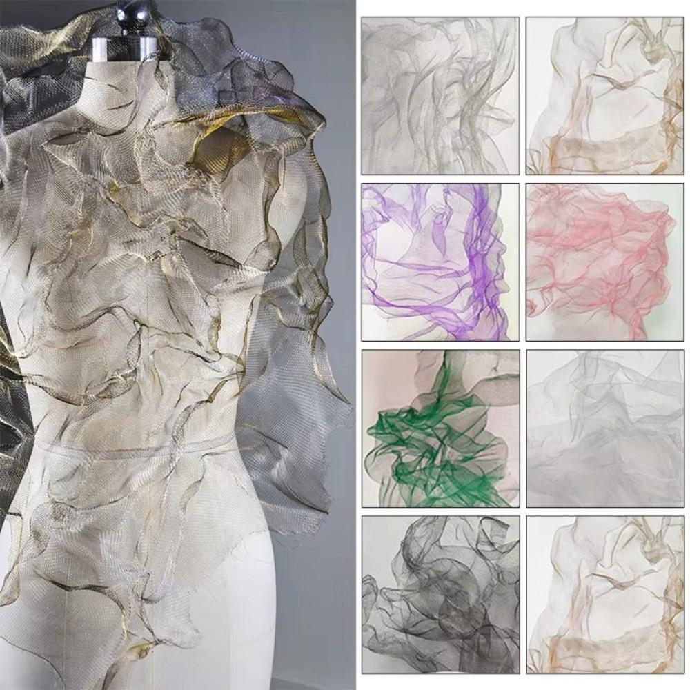 Cloud Fog Mesh Hard Mesh Cloth Pleated Shape Shapeable Wire Fashion Bright Organza Fabric