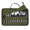 Portable Tableware Storage Bag 13 Slots Roll Up Style Organizer Pouch Oxford Cloth Cutlery Storage Bag Outdoor Camping Use