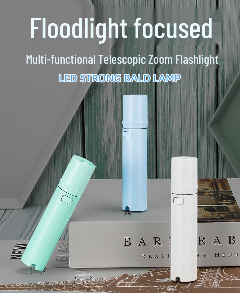 Rechargeable LED Flashlight: Mini, High-Power, Strong Illumination, Lightweight Plastic Design for Household Use