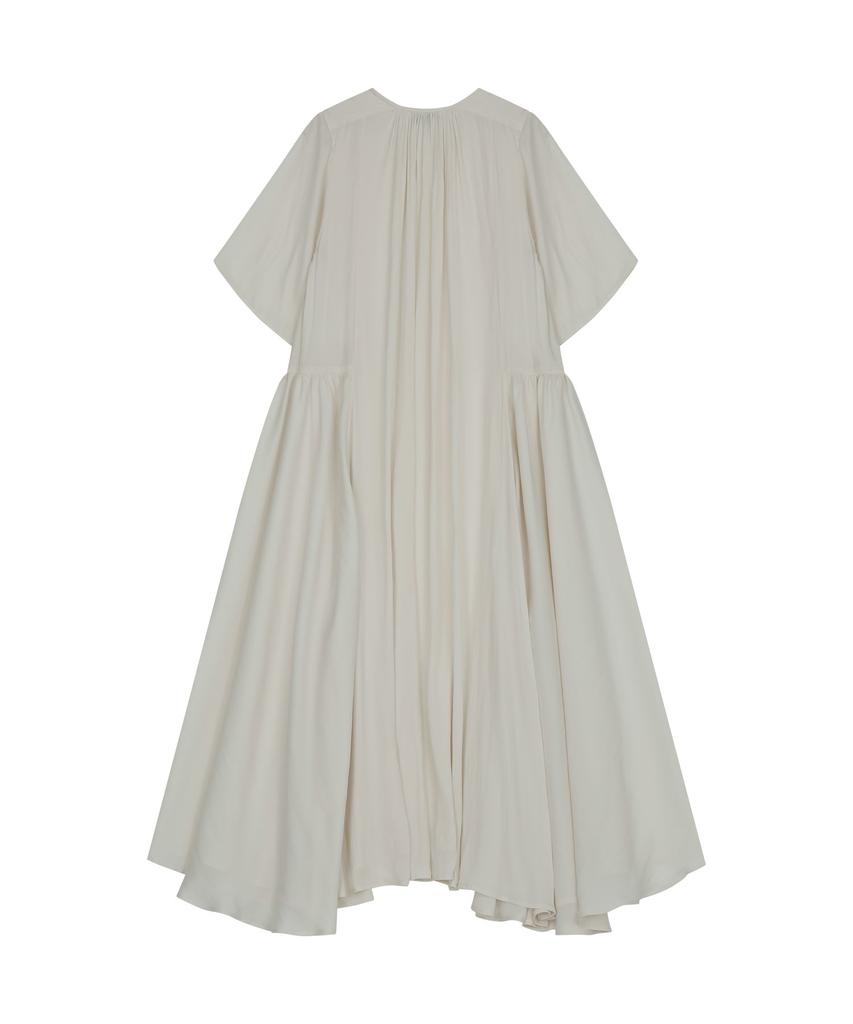 VIS A VIS Half Sleeved Side Gathered Dress (Ivory)