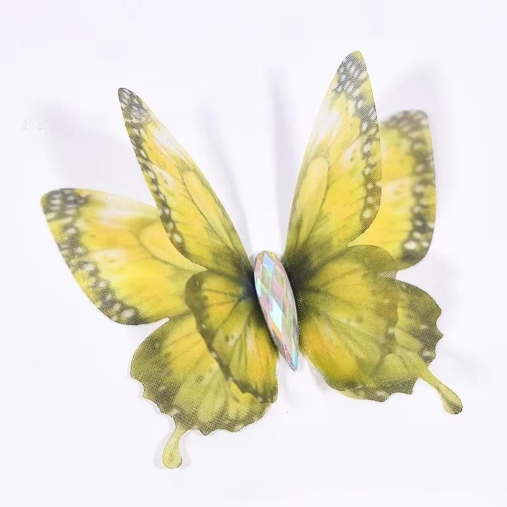 50Pcs 3D Organza Fabric Butterfly Appliques Colorful Double-layer Chiffon Tulle Butterfly Patches Translucent
