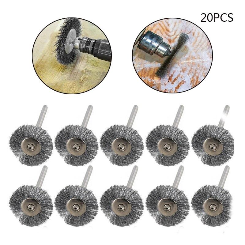 10 pcs 18mm/20mm/22mm/25mm/40mm Wire Pencil Brush Wheel , For Rotary Tools Die Grinder Mini Drill Polishing Accessories