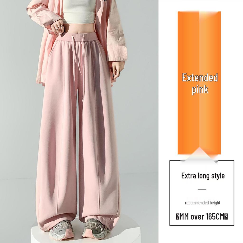 Spring 2026 High-Waisted Wide-Leg Pants - Slimming Loose Straight Casual Two-Wear Floor-Length for Women