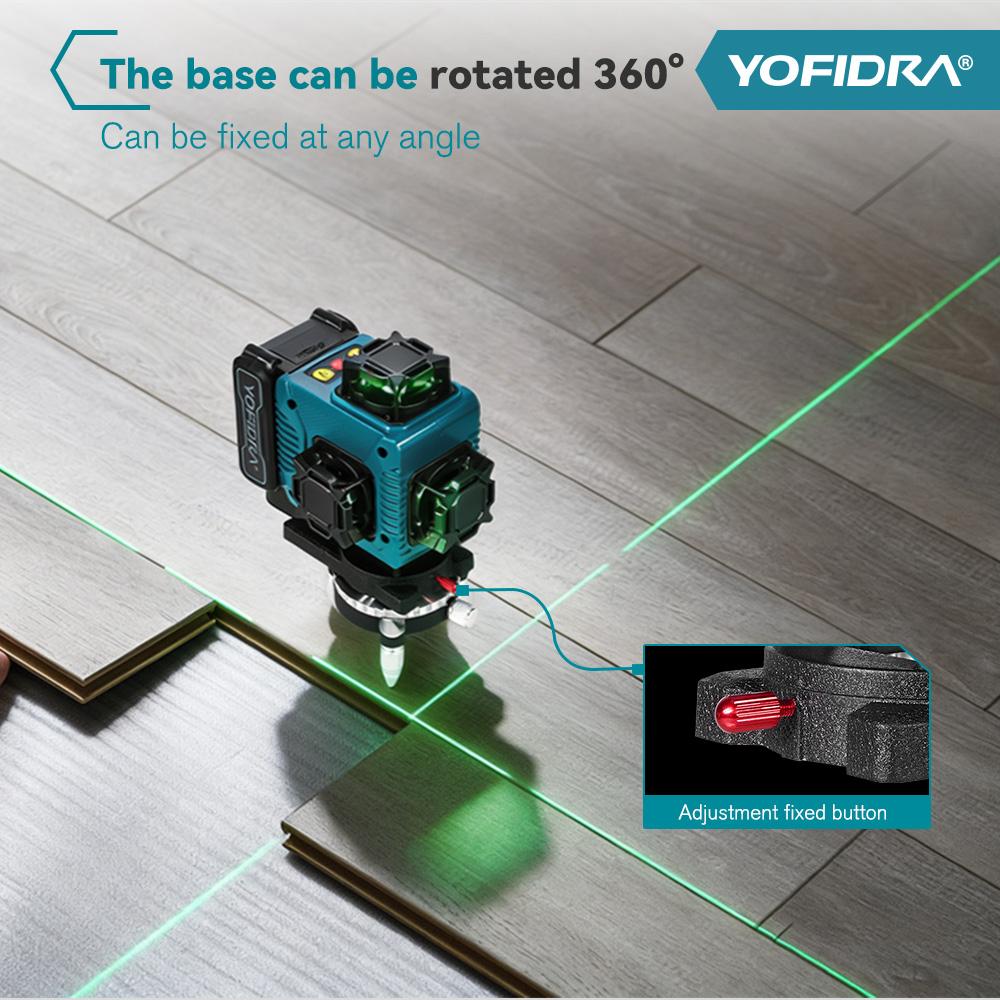 Yofidra 4D Professional Laser Level 16 Lines Horizontal And Vertical With APP Remote Control 360°Self-leveling Laser Levels