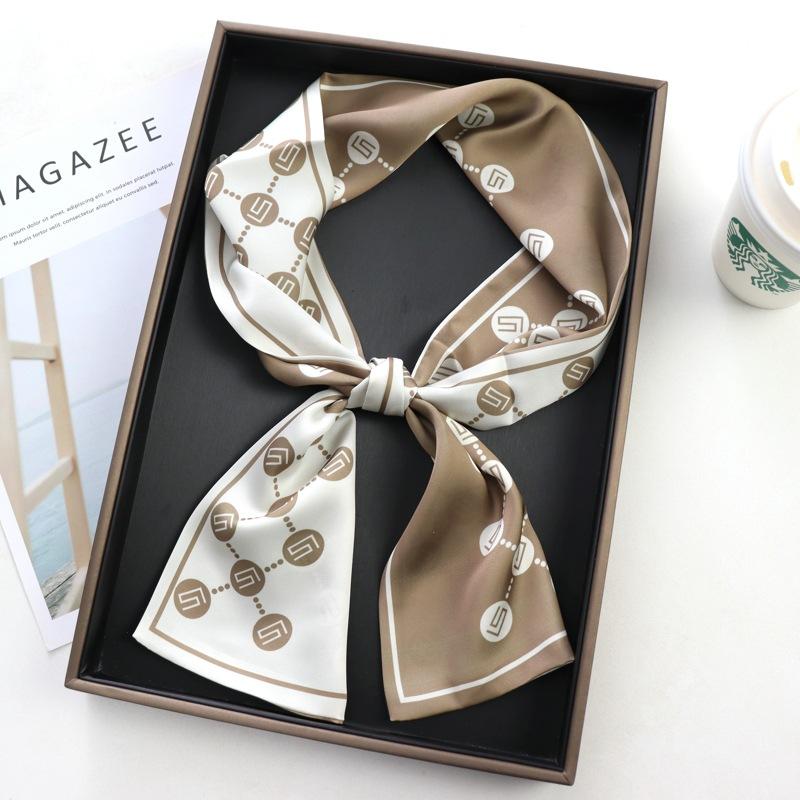 Hair Print Summer Long Silk Feeling Scarf For Women Fashion Neck Tie Hand Bag Foulard Wrist Luxury Kerchief Shawl Wraps Hajib