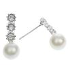 Women's White Faux Pearl Earrings Rhinestone Eardrop Ear Studs Bride Jewelry