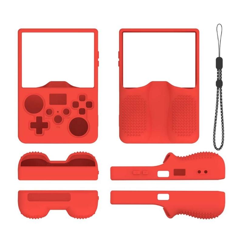 Handheld Game Device Silicone Case, Full-Cover Shell with Control Openings, Rear Grip Texture, Wrist Chain for R36MAX2